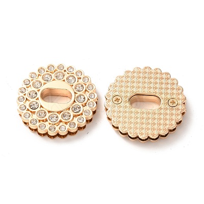 Flat Round Zinc Alloy with Rhinestones Bag Twist Lock Clasps PALLOY-A068-03LG-1