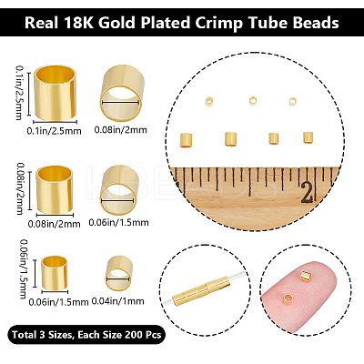 600Pcs 3 Styles Brass Spacer Beads KK-BBC0011-70G-1