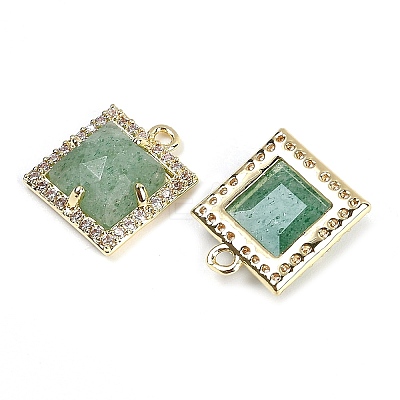 Natural Green Strawberry Quartz Faceted Square Charms G-I375-06G-07-1