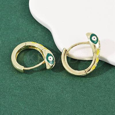 Brass Micro Pave Cubic Zirconia Hoop Earrings EJEW-B146-02G-1