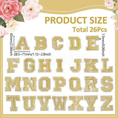 26Pcs Letter A~Z Glitter Powder with Paillette Sew on Cloth Patches PATC-MA0001-54C-1