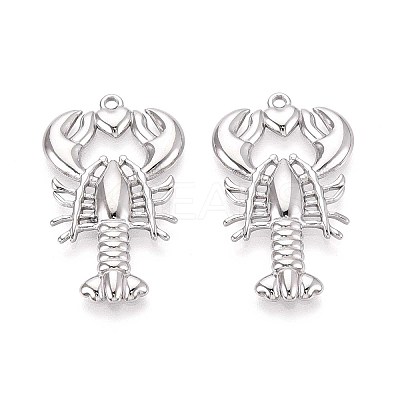 304 Stainless Steel Lobster with Heart Pendants STAS-T067-26P-1