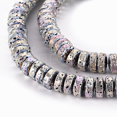 Electroplated Natural Lava Rock Beads Strands G-T114-69-1