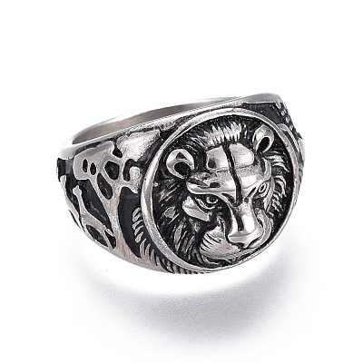 304 Stainless Steel Signet Rings for Men RJEW-O032-11AS-1