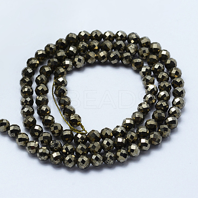 Natural Pyrite Beads Strands G-L031-4mm-03-1