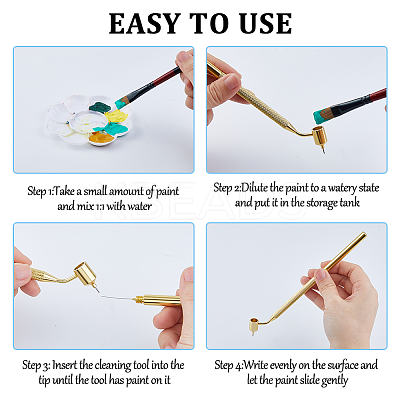 2Pcs 2 Styles Metal Slanting Fine Line Paint Pen AJEW-FH0004-97-1