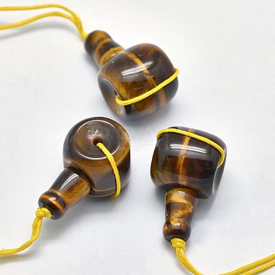 Natural Tiger Eye 3 Hole Guru Beads G-K208-02-A-14-1