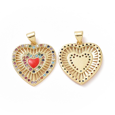 Brass Cubic Zirconia Pendants ZIRC-I062-28A-G-1