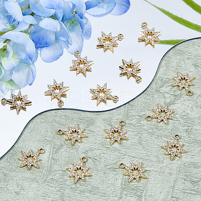 40Pcs UV Plating Alloy Rhinestone Pendants ALRI-DC0001-09-1