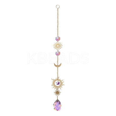 Cone Glass Big Pendant Decorations DJEW-PW0017-10B-1