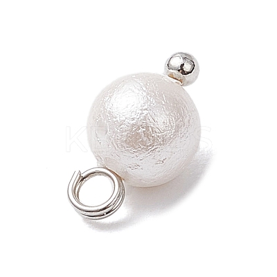 Wrinkle Textured Shell Pearl Round Charms PALLOY-JF03823-02-1