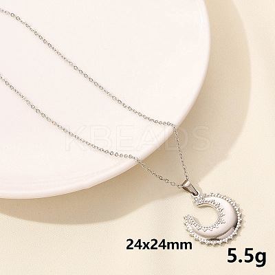 304 Stainless Steel Moon Pendant Necklaces LL9510-11-1
