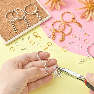 20Pcs 2 Colors Iron Split Key Rings PALLOY-CJ0002-65-1