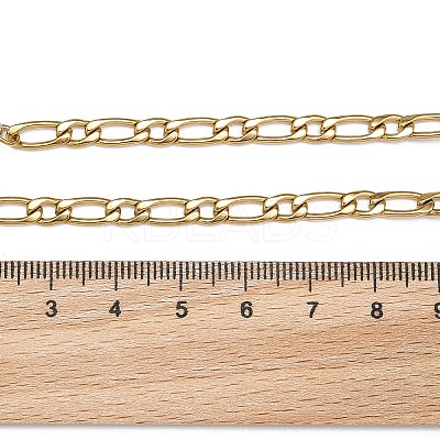 Ion Plating(IP) 304 Stainless Steel Figaro Chain Bracelets BJEW-I274-03G-1