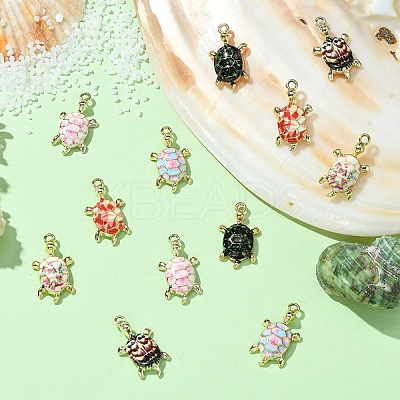 12Pcs 6 Colors Alloy Enamel Pendants FIND-YW0004-60-1