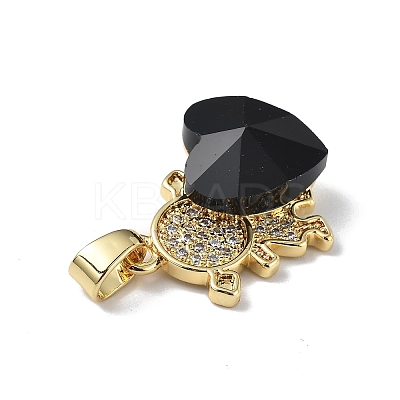 Real 18K Gold Plated Rack Plating Brass Micro Pave Clear Cubic Zirconia Pendants KK-C015-23G-15-1