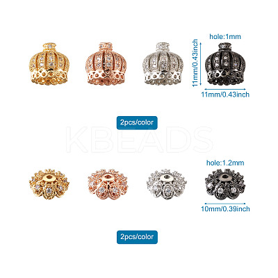 Hollow Brass Micro Pave Clear Cubic Zirconia Beads ZIRC-TA0001-16-1
