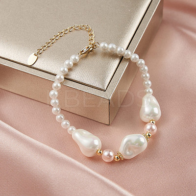 Adjustable Shell Pearl Beaded Bracelets BJEW-L692-008G-1