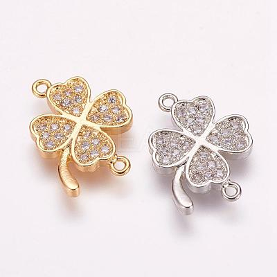 Brass Micro Pave Cubic Zirconia Links ZIRC-E118-13-1