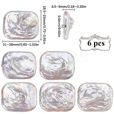 6Pcs Natural Keshi Pearl Beads PEAR-SC0001-24-1