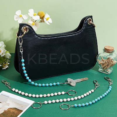 4Pcs 2 Style Synthetic Turquoise & Magnesite Keychain KEYC-NB00022-1