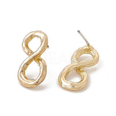 Brass Number Stud Earrings with 925 Sterling Silver Pins for Women LS-EJEW-A077-01H-1