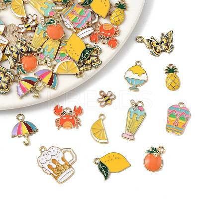 48Pcs 12 Styles Alloy Enamel Pendants ENAM-FS0003-51-1