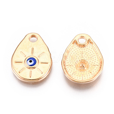 Rack Plating Light Gold Tone Alloy Enamel Pendants PALLOY-T077-227-1