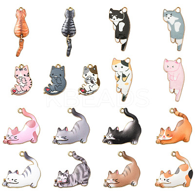 34Pcs 17 Styles Printed Alloy Pendants ENAM-YW0005-28-1