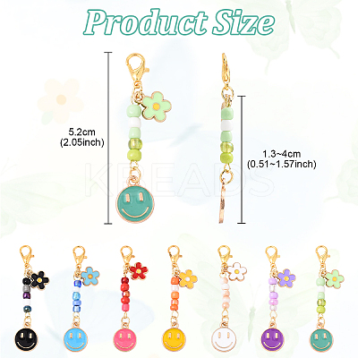 28Pcs 6 Style Alloy Enamel Smiling Face Pendant Decorations HJEW-YW00173-1