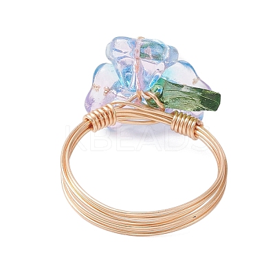 Electroplate Glass Beaded Rings RJEW-TA00195-1