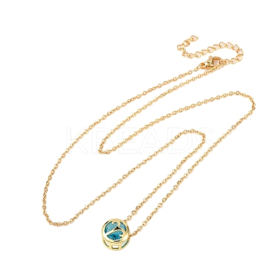 Brass Pave Cubic Zirconia Birth Stone Constellation Pendant Cable Chain Necklaces NJEW-D334-01G-07-1