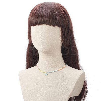 Resin Butterfly Pendant Necklaces NJEW-JN04154-1