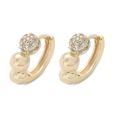 Brass Clear Cubic Zirconia Hoop Earrings EJEW-Q014-07G-1