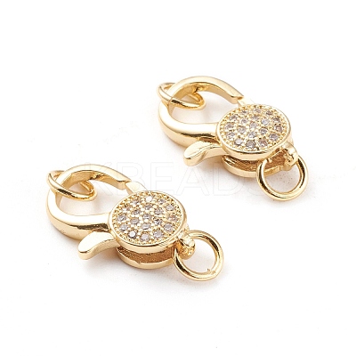 Brass Micro Pave Clear Cubic Zirconia Lobster Claw Clasps ZIRC-I043-30B-G-02-1