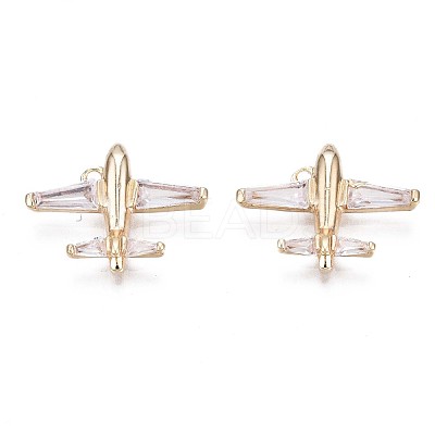 Brass Micro Pave Clear Cubic Zirconia Pendants KK-Q764-015-1