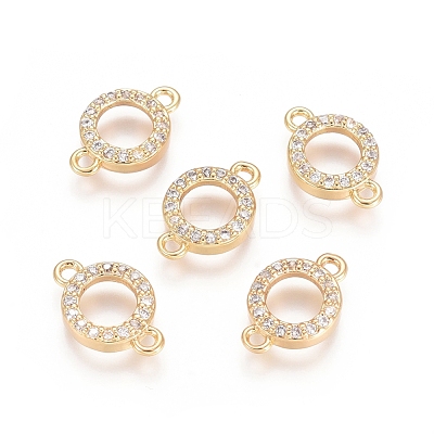 Brass Micro Pave Cubic Zirconia Links Connectors ZIRC-G161-29G-1
