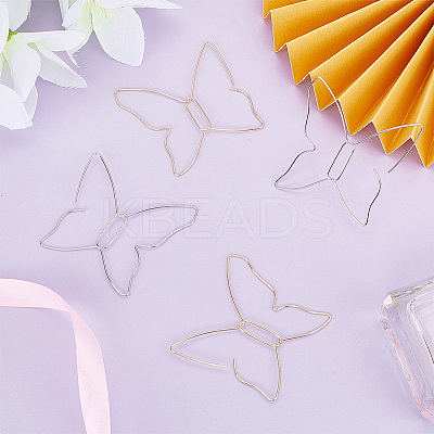 4 Pairs 2 Colors Special Iron Hollow Out Butterfly Dangle Earrings EJEW-AR0001-06-1