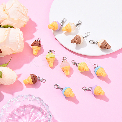 12Pcs 6 Style Resin Pendant Decorations HJEW-YW00175-1