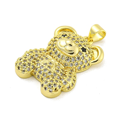 Brass Micro Pave Clear Cubic Zirconia Pendants KK-R159-12G-01-1