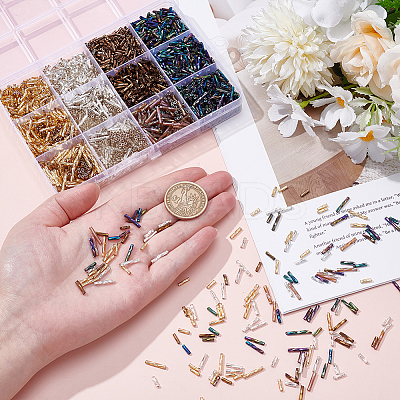 2092Pcs 12 Styles Glass Twisted Bugle Beads SEED-PH0002-49-1
