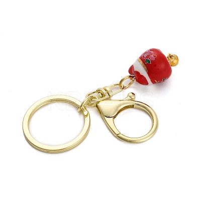 Fortune Cat Porcelain Pendant Keychain KEYC-G064-02D-1