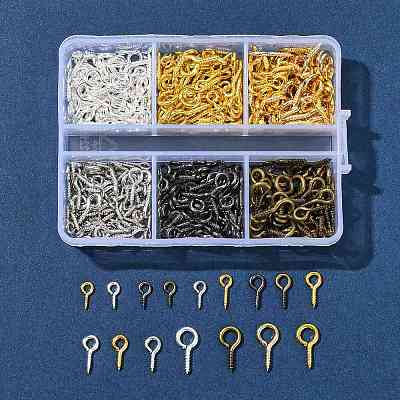 480Pcs 16 Styles Iron Screw Eye Pin Peg Bails IFIN-FS0001-62-1