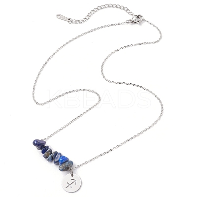 Natural Lapis Lazuli Chip & Constellation Pendant Necklaces NJEW-JN05084-09-1