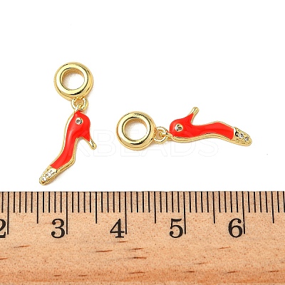 Brass Micro Pave Clear Cubic Zirconia European Dangle Charms KK-K293-52G-1