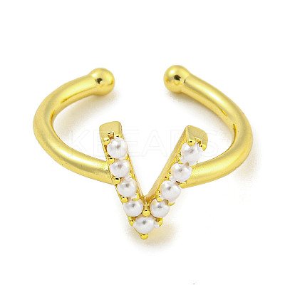 Rack Plating Brass Open Cuff Rings for Women RJEW-F162-01G-V-1