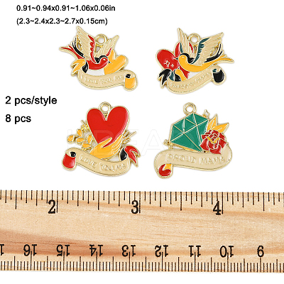 8Pcs 4 Styles Mother's Day Theme Alloy Enamel Pendants ENAM-FP0002-25-1