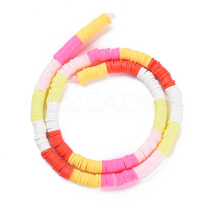 Fixed 6 Color Handmade Polymer Clay Bead Strands CLAY-S096-029P-1