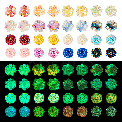 48Pcs 16 Styles Luminous Opaque Resin Cabochons RESI-TA0002-27-1