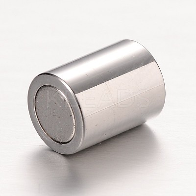 Textured 304 Stainless Steel Column Magnetic Clasps with Glue-in Ends STAS-I045-11G-1
